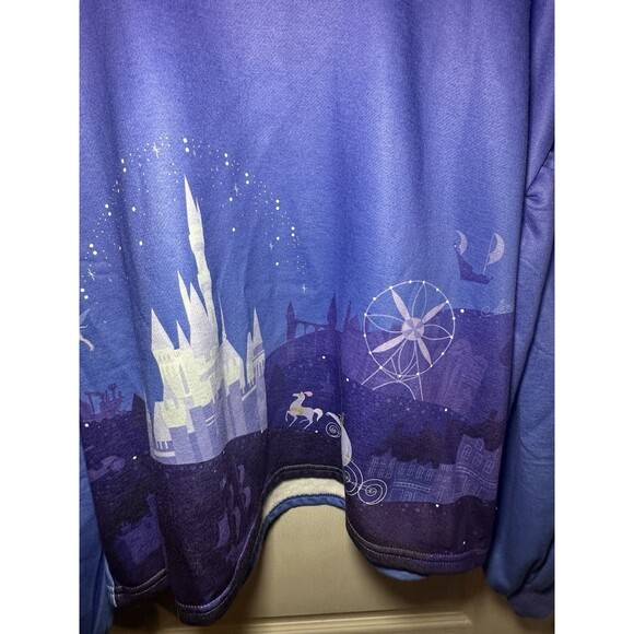Disney Her Universe Cinderella Blue Top Puffed Sleeves Fleece Lining Size Large - Picture 3 of 6